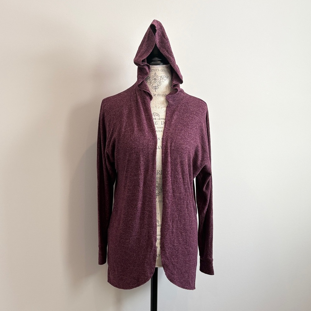 American Eagle Outfitters Plum Hooded Cardigan